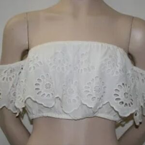 Z&L Europe Angel Eyelet Lace Off-shoulder Boho Crop Top Festival, Med- LIKE NEW